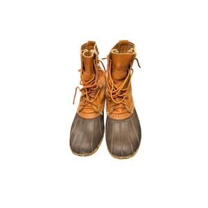 L.L. Bean Waterproof Brown Outdoor Waterproof Rubber Bean Duck Rain Boots Size 7